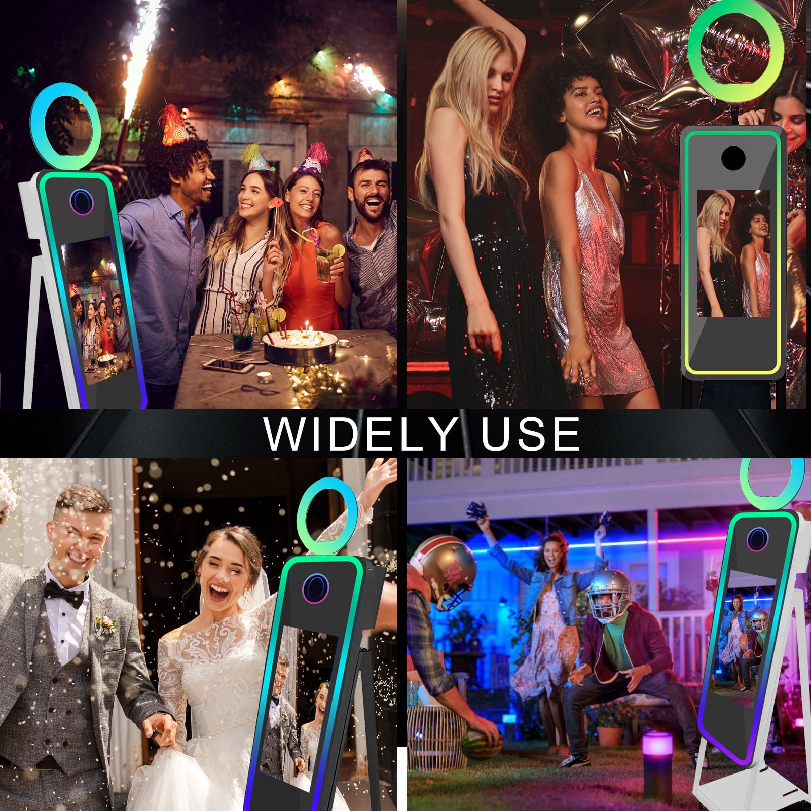 PAAFNN 40" Photobooth with 21.5" Touch Screen Selfie Machine Ring Light for Party Events