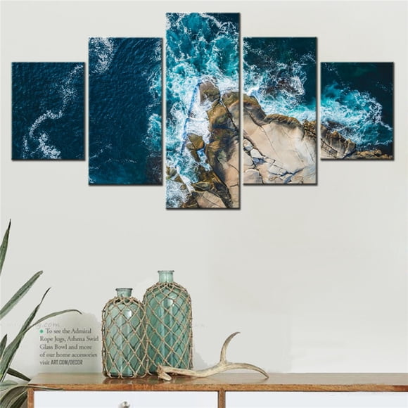 5 Pcs Affiche Murale sur Toile Peinture Nature Baie de Peggy Paysage Marin Papier Peint Décoratif Cadre d'Art, Non Encadré.,TG