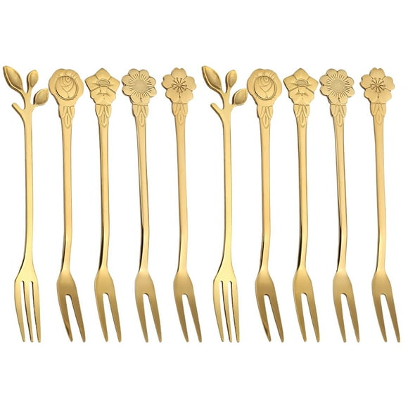 10Pcs Decorative Fruit Forks Dessert Tasting Forks Exquisite Cake Forks Multi-function Fruit Forks