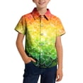 thumbnail image 2 of Blusa y camisa de manga corta con cuello vuelto, moderna e informal, con estampado del Día de San Patricio, con bolsillo, para uniforme escolar, para niños y niñas de 2 a 15 años., 2 of 7
