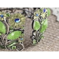 thumbnail image 5 of Antique Floral Green Blue Crystal Rhinestone Yellow Flower Garden Bracelet Bangle Cuff, 5 of 7