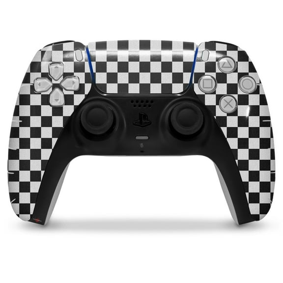 WraptorSkinz Skin Wrap compatible with the Sony PS5 DualSense Controller Checkered Canvas Black and White (CONTROLLER NOT INCLUDED)