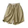 thumbnail image 2 of Cargo Pants Women Cotton Linen Women's Summer Solid Cotton Women's Pocket Loose and Comfortable Casual Shorts Ankle Capris Trousers Elastic Waist on Clearance, 2 of 5