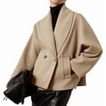 thumbnail image 3 of Women'S Trench Coat Long Sleeve Double Breasted Lapel Casual Jackets Winter Outerwear Khaki XL, 3 of 9