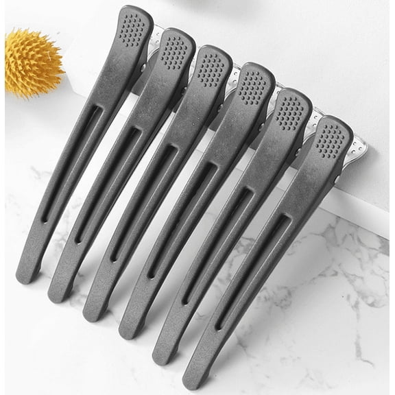 6pcs Professional Hair Clips for Styling Sectioning,Non Slip No-Trace Duck Billed Hair Clips with Silicone Band,Salon and Home Hair Cutting Clips for Hairdresser,Women