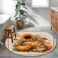 thumbnail image 3 of Round Rugs 3.3Ft, Fall Thanksgiving Round Area Rug Washable Indoor Throw Carpet, Orange Pumpkin Farm Animal Sunflower Rustic Soft Non Slip Circle Rug for Laundry Room Patio Home Decor Aesthetic, 3 of 8