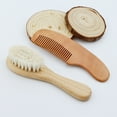 thumbnail image 5 of Baby Hair Brush & Comb Set Wooden Handle Baby Round Hair Brush Natural Goat Bristle Cradle-Cap Brush for Toddler Infant, 5 of 12