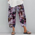 thumbnail image 1 of Pantalon Large à Taille Élastique à Imprimé Fleurs pour Femmes, 1 of 6