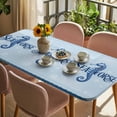 thumbnail image 3 of Navy Blue Seahorse Table Cloths for 3 Foot Rectangle Tables, Summer Coastal Bubbles Ocean Waves Patio Waterproof Elastic Fitted Tablecloths, Washable Rectangular Table Cover for Camping, 3 of 8