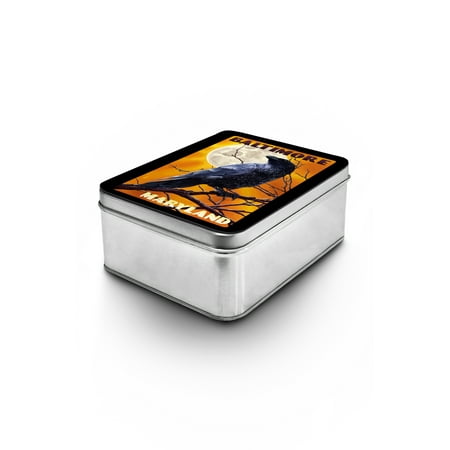 - Baltimore, Maryland - Raven and Moon - Lantern Press Artwork (Keepsake Tin)