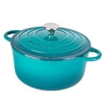 thumbnail image 1 of Olla holandesa de hierro fundido con tapa – Cacerola esmaltada antiadherente apta para horno – Batería de cocina holandesa resistente – Verde azulado, 5 cuartos, 24 cm – de Nuovva, 1 of 5