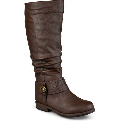 Women's Wide Calf Slouchy Buckle Detail Boots - Walmart.com