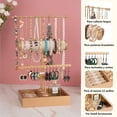 thumbnail image 3 of Organizador de joyería, estante alto de almacenamiento de collares de 3 niveles, con bandeja para joyería, soporte de árbol joyas, Para guardar y exhibir anillos, collares, aretes, pulseras, 3 of 7