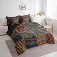 thumbnail image 3 of Homewish Retro Geometric Striped 7 Pieces Bedding Comforter Set,Boho Bohemian Lines Full Bedding Set,Brown Gray Fitted Sheet Flat Sheet For Men Women,Luxury Bedroom Decor Reversible, 3 of 8