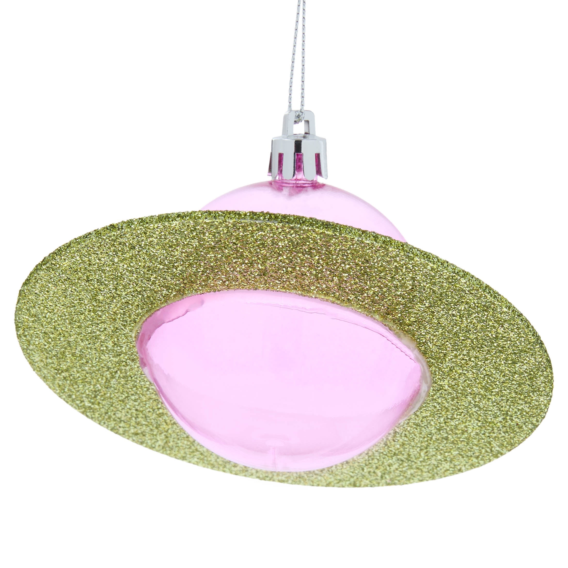 Green and Pink Glitter Planet Christmas Ornament, 2.4", by Holiday Time