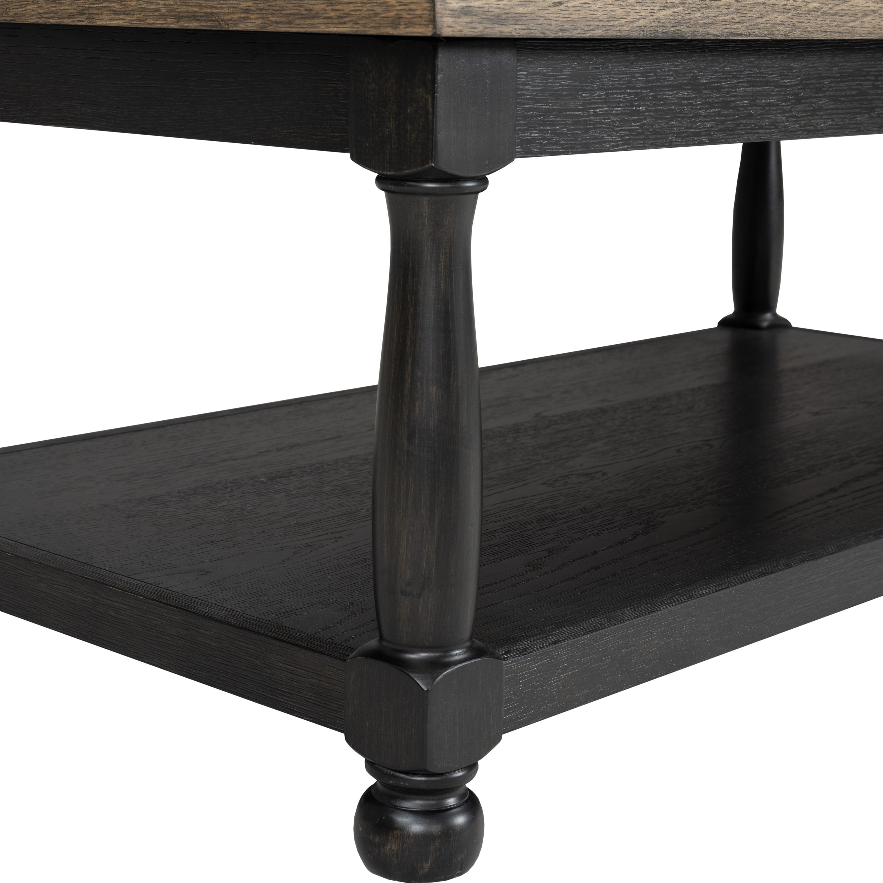 Furniture of America Millers Modern Solid Wood Coffee Table with Open Shelf, Weathered Black