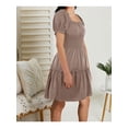 thumbnail image 2 of Womens Smocked Square Neck Boho Floral Short Sleeve Ruffle Beach Summer Mini Dress, 2 of 6