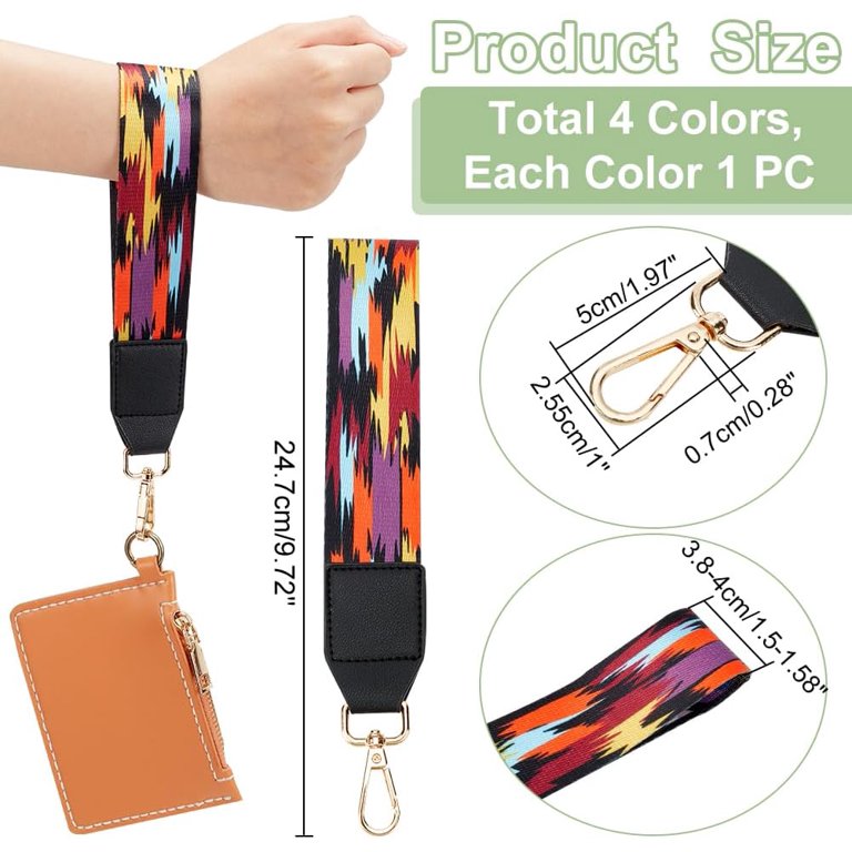4 Colors Keychain Wristlet Lanyard Ethnic Style Webbing Wristlet