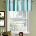 thumbnail image 3 of Teal Grey Stripe Curtain Valances for Windows, Kitchen Valance Window Treatments Panel 2 Pack, Farmhouse Minimalist Striped Rod Pocket Short Curtains for Bathroom Bedroom 42 x 12 Inch, 3 of 8