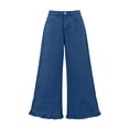 thumbnail image 6 of Zulora Women's Fashion High Waist Straight Leg Jeans Ruffle Hem Denim Long Pants with Pockets Button Zipper Casual Trouser, 6 of 9