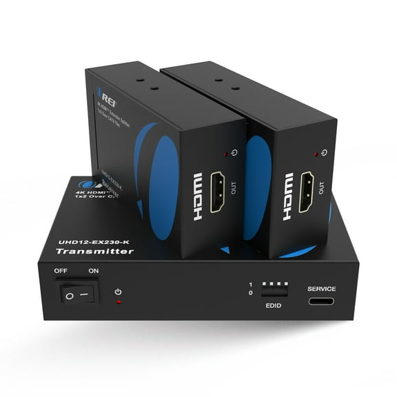 OREI 4K@60hz 1x2 HDMI™ Extender Splitter (IR) - 230ft (Cat6) - (UHD12-EX230-K)