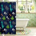 thumbnail image 3 of Manfei Cartoon T-Rex Dinosaur Shower Curtain 72Wx72L,Vintage Paw Print Bathroom Curtain,Blue Gray, 3 of 5