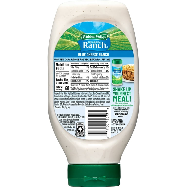 hidden valley blue cheese dressing nutrition Hidden Valley Thick & Creamy Blue Cheese Dressing Single Serve, 1.5 Ounce, 84 Per Case main image 0