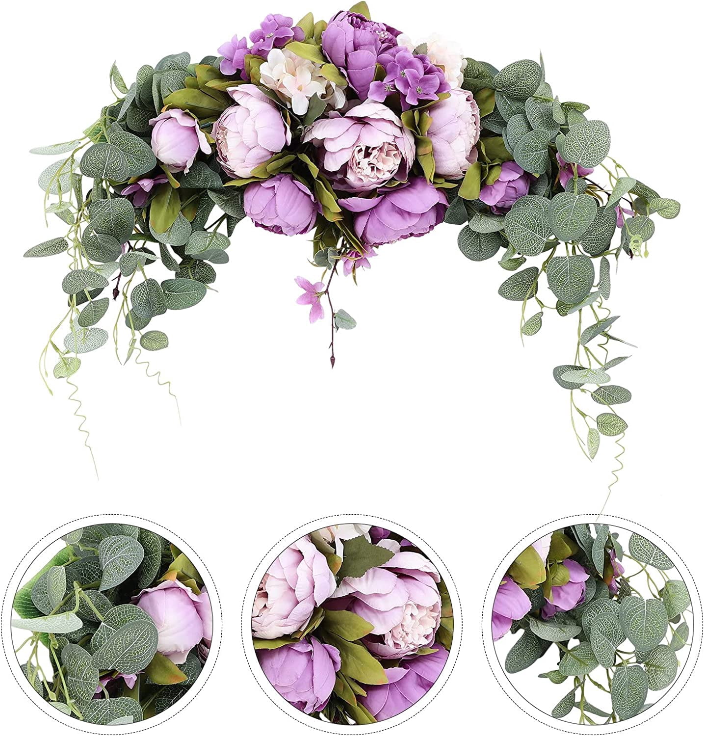 HAOSHICS Artificial Floral Peony Swag Fake Silk Flowers Swag Colorful Mixed Spring Floral Swag with Rose for Wedding Arch Table Centrepiece Hanging Home Mirror Wall Decor (Rose Red)