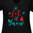 thumbnail image 4 of Inktastic Let It Snow, Snowflakes, Christmas - Red Blue Gray Women's Plus Size V-Neck T-Shirt, 4 of 5