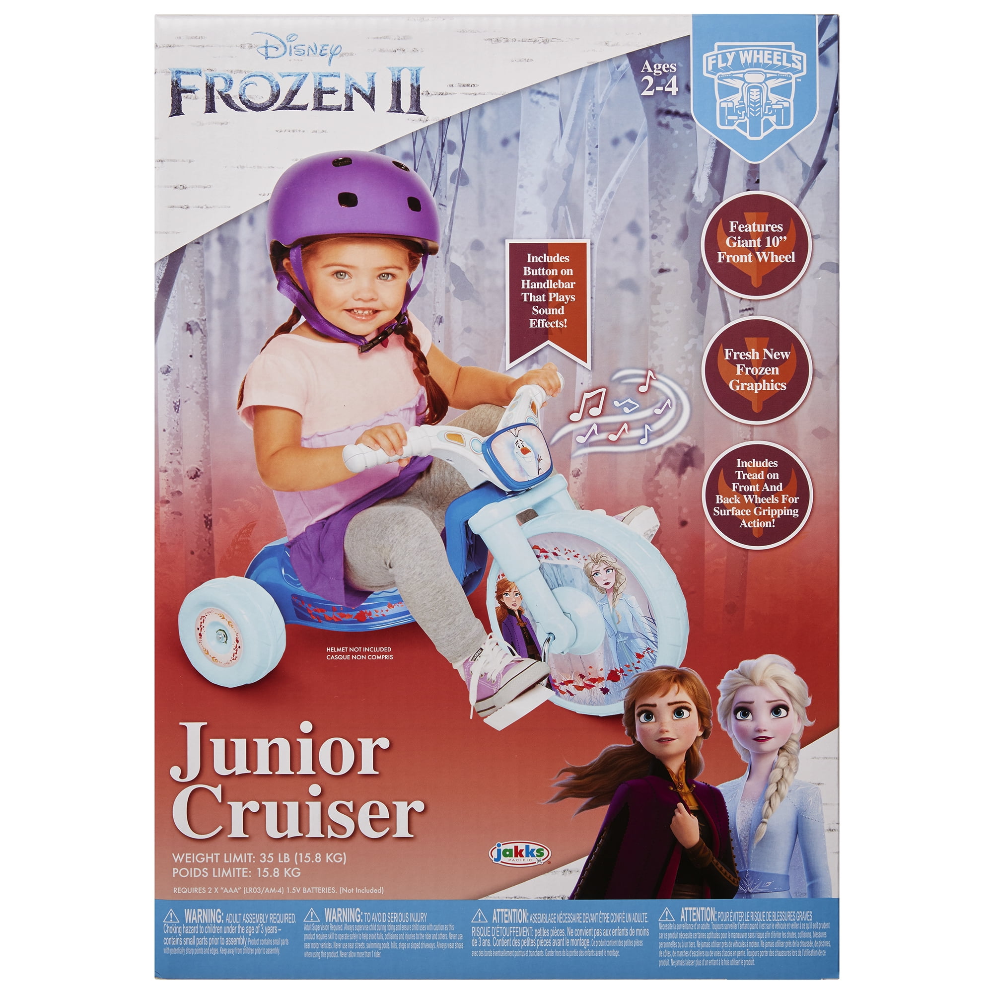 Ages 2-4 14.25 X 14.5 X 23.5 Blue/Purple 6 Lb Frozen Northern Lights 10 Fly Wheels Junior Cruiser Ride-On 