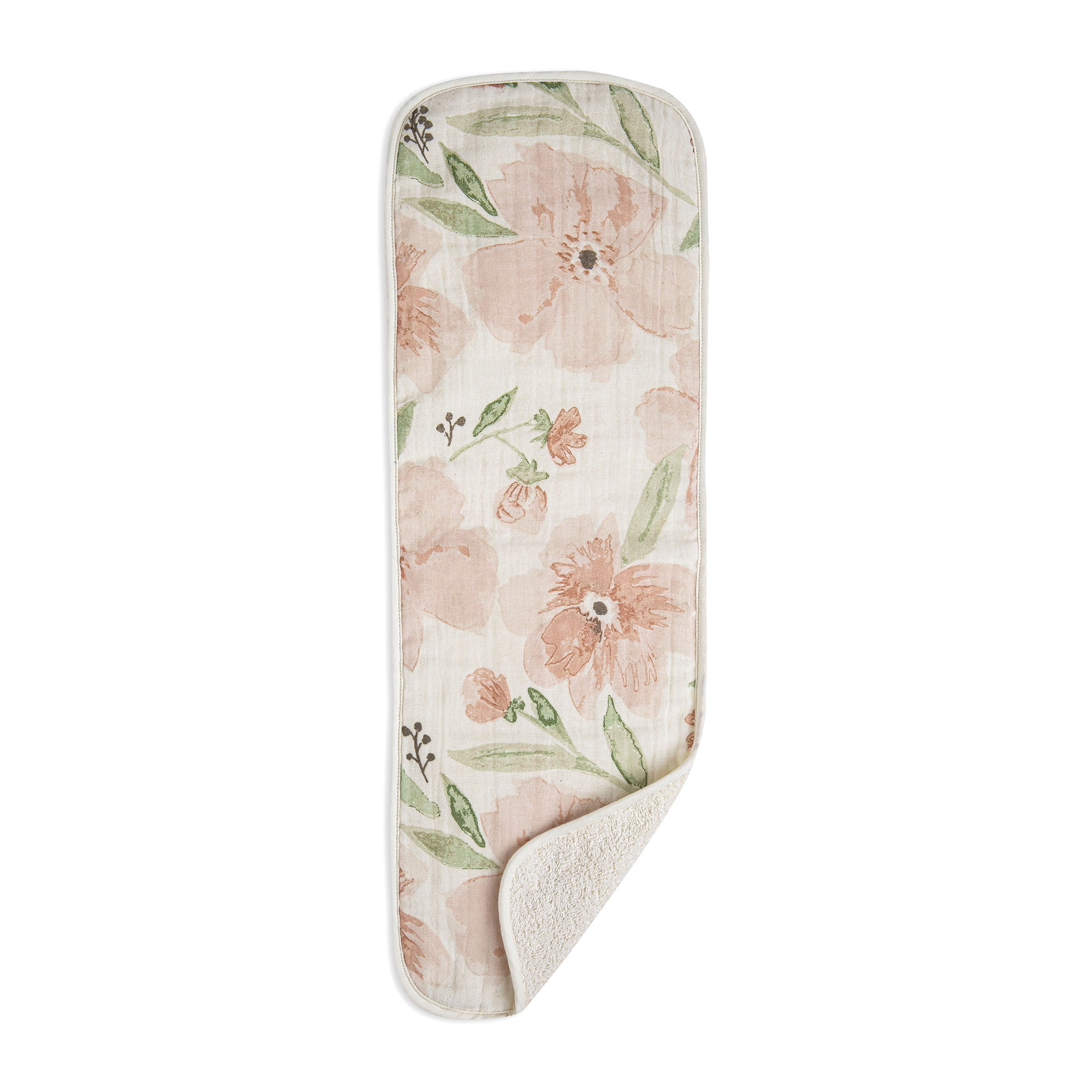 Crane Baby Parker 3 Piece Absorbent 100% Cotton Burp Cloths Set, Pink Floral, Burp Cloths For Girls and Boys
