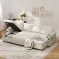 thumbnail image 3 of Sectional Sleeper Sofa U shaped Charging Couch with Usb Storage Chaise Reversible Pull Out Bed for Small Space,Beige, 3 of 10