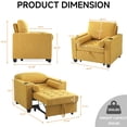 thumbnail image 2 of Convertible Sleeper Chair Bed, Comfy Corduroy Single Futon Sofa Chair with Pull Out Bed, 3-Levels Adjustable Backrest Accent Chair with Side Pockets, Cup Holder & USB Ports for Living Room, Yellow, 2 of 7