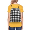 thumbnail image 4 of Easygdp Black White Plaid Drawstring Backpack Gym Bag,Sport Gym Sackpack,Gym Sack with Side Pocket for Men Women, 4 of 6