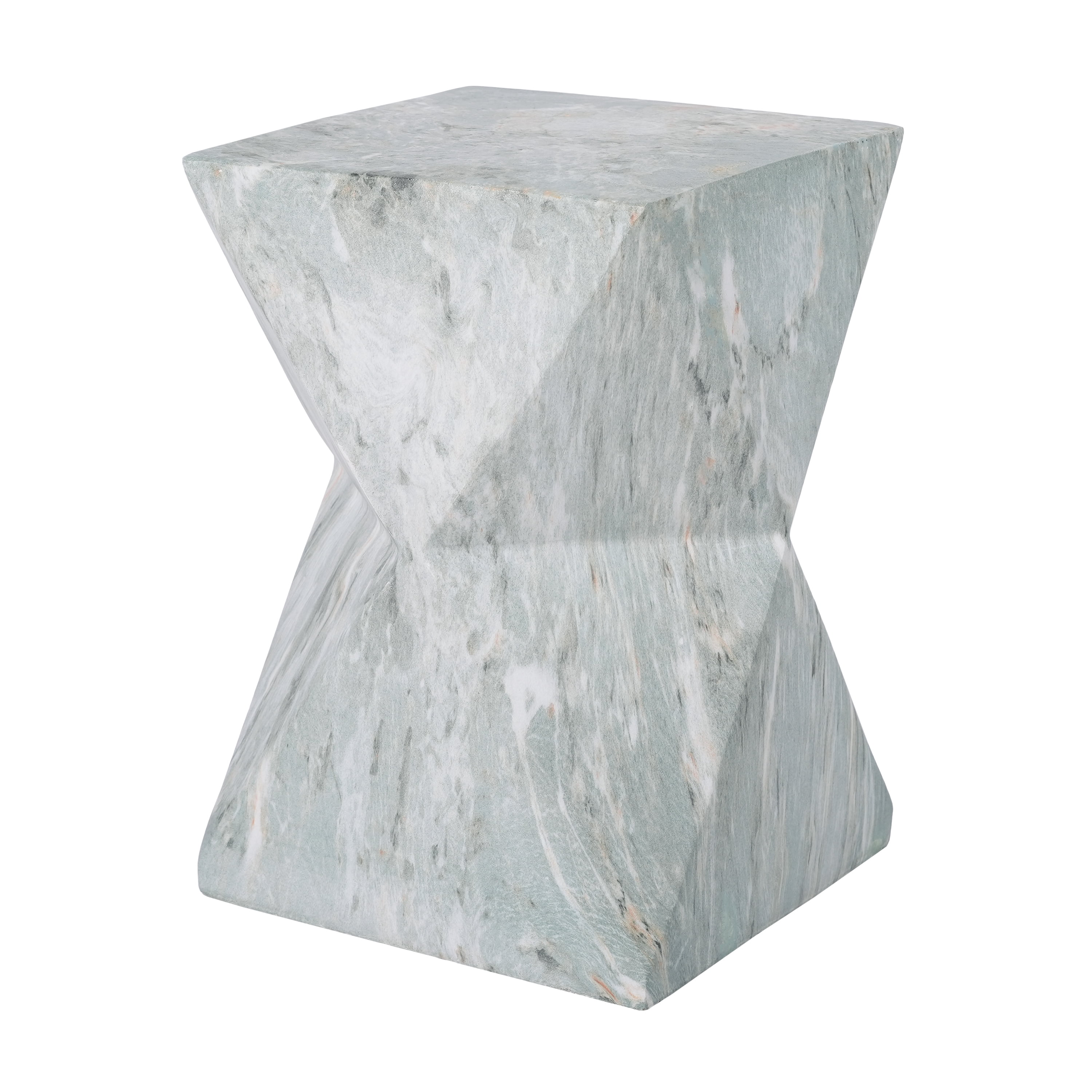 Mintazer 18.5"H Modern Geometric Hourglass MGO Side Table, Indoor & Outdoor Sculptural Accent End Table Plant Stool for Living Room Bedroom Patio Garden, Green