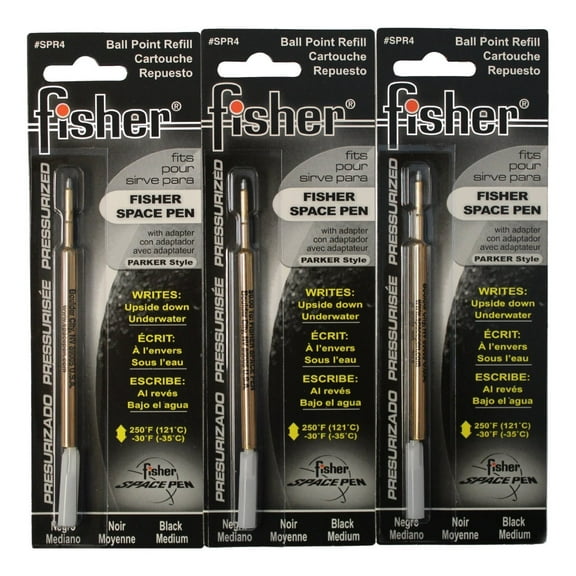 Fisher Space Pen (SPR4) Refills for Bullet Fisher Space Pen, Black, 3 Pack