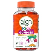 Align Kids Probiotic Supplement Gummies, Natural Fruit Flavors, 50 Count