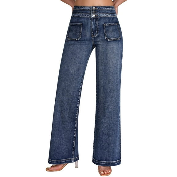 roswear Wide Leg Jeans Woman High Waist Stretchy, 29.92" Inseam, Size 4-16