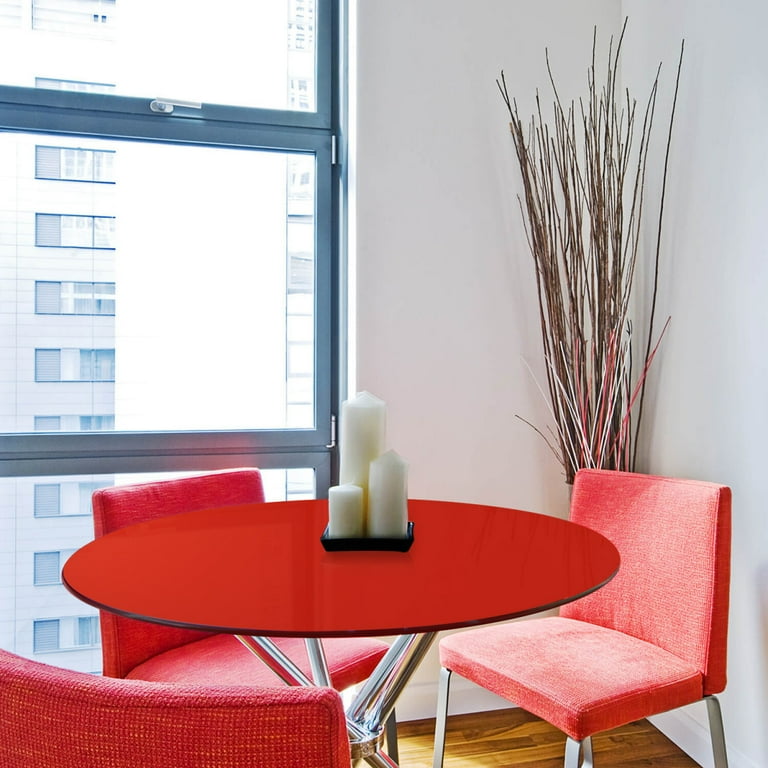 Fab Glass and Mirror Red Back Painted Round 0.37 in. Thick Flat