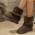 thumbnail image 5 of Coffee Female Fashion Boots With Soft Sole And Thick Furry Insulation Round Toe Design Perfect For Cold Weather Activities And Leisure Wear Cozy And Durable, 5 of 6