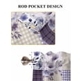 thumbnail image 6 of Spring Floral Bathroom Window Curtain, Dark Purple Flowers Patchwork Grid Bohemia Light Filtering Coffee Kitchen Curtains, Bedroom Living Room Curtains 2 Panel 84"x54", 6 of 6