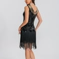 thumbnail image 4 of TMOYZQ Women's Vintage Homecoming Dress Sleeveless Dress 1920s Sequin Beaded Double Tassels Cocktails Party Night Flapper Shimmery Mini Dresses, 4 of 9