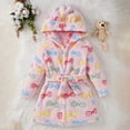 thumbnail image 2 of FINALGANG Girls Kids Plush Warm Bathrobe Floral Pattern Long Sleeve Loose Fit Hooded Robe With Belt For Daily Home Relaxation Soft Outfits, 2 of 8