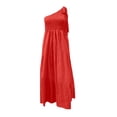 thumbnail image 4 of SMihono Robe d'Été pour Femmes Grande Taille Robe Bohème d'Été pour Femmes à Imprimé, une Épaule, Sans Manches, Smockée, Fluide, Robe de Soirée, Robe Maxi de Plage, 4 of 4