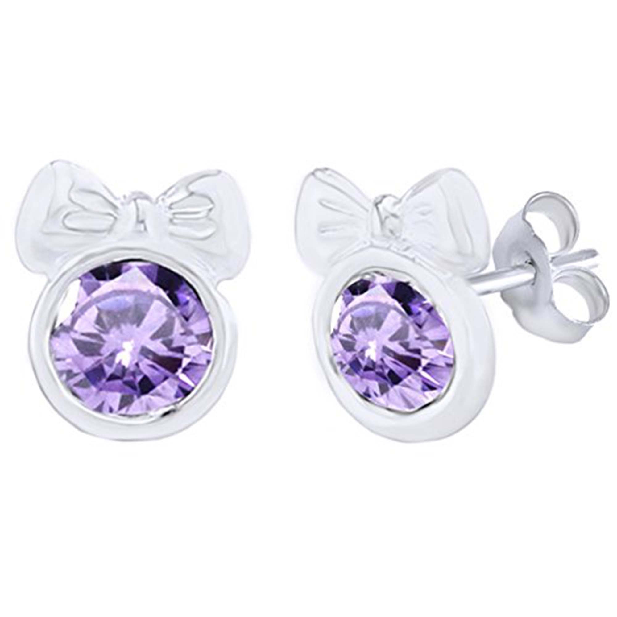 14Kt White Gold Alexandrite Round Stud Earrings