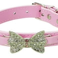 thumbnail image 6 of CHBORLESS 2 Pack PU Leather Dog Collar Shiny Diamond Bow Puppy Collar,Pink,L, 6 of 7