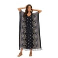 thumbnail image 4 of Beautybatik Black Boho Flora Printed Women Plus Size Kaftan Kimono Loungewear Maxi Long Dress 4X, 4 of 5