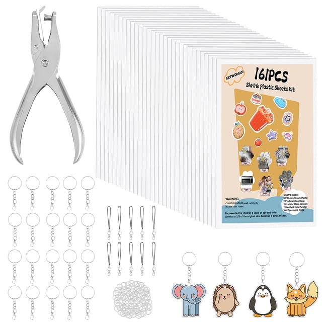 Kit de llaveros con papel termocontraíble CRTWDMAN, 30 hojas y 20 broches