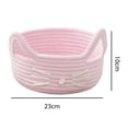 thumbnail image 4 of Cesta de algodón con forma de gato de dibujos animados, contenedor de cosméticos, adorno decorativo, gatito moderno Rosa, 4 of 8
