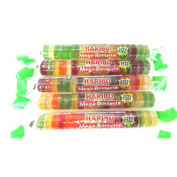 Haribo Roulette FIZZ SOUR gummy bears -5 rolls-Made in Germany